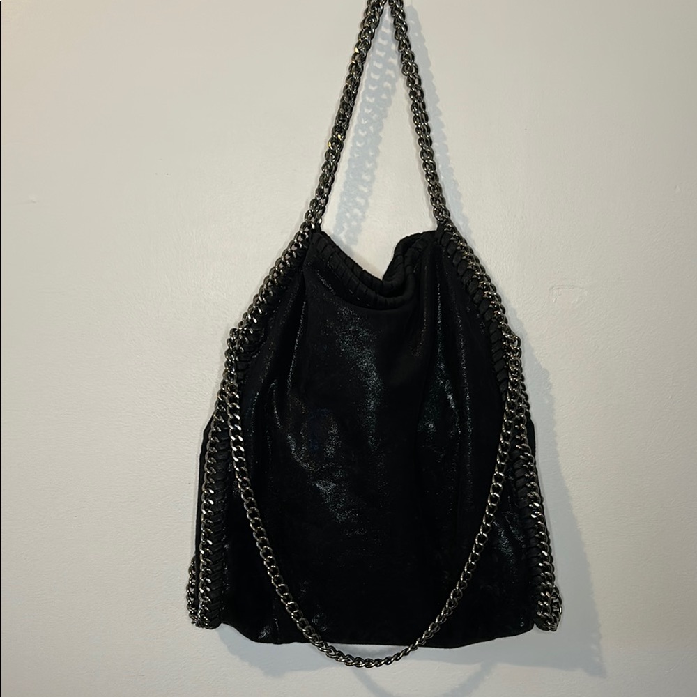 Black Chain Strap Tote Bag